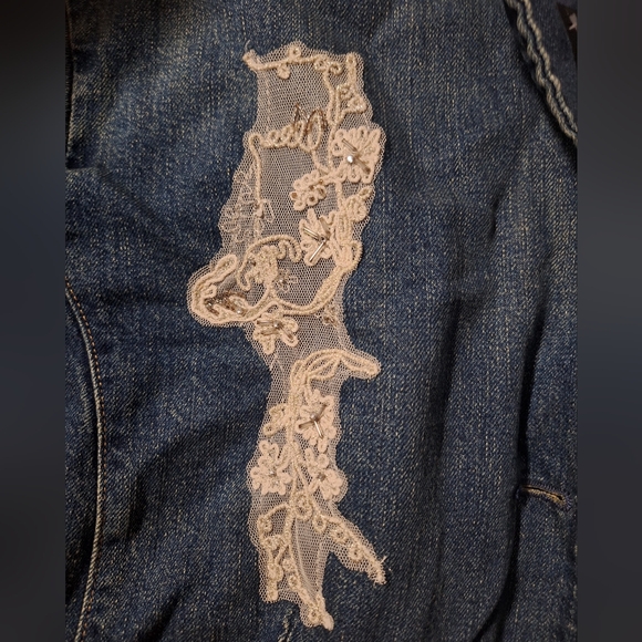 NWT Lauren RL Blue Lace Patchwork Indigo Denim Buttoned Jacket 16W - Picture 7 of 9